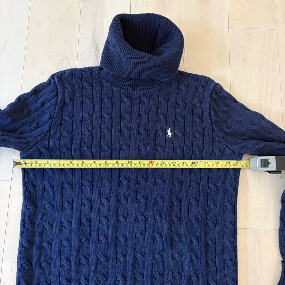 Ralph Lauren Cable Knit Sweater Navy Blue size Large 100 percent cotton - Picture 4 of 5